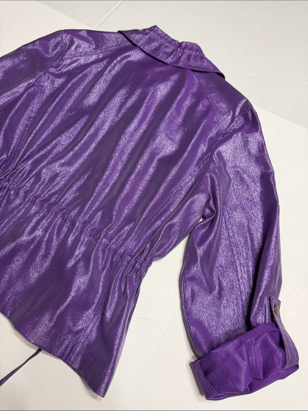 Ruby Rd. Shimmery iridescent Purple Drawstring Utility Jacket - Picture 13 of 14